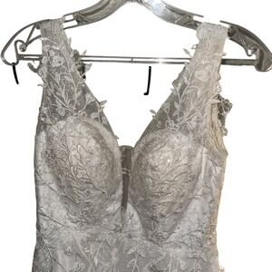 Juliet White Lace Sequin Tulle Mini Dress V-Neck Homecoming Prom XS NEW